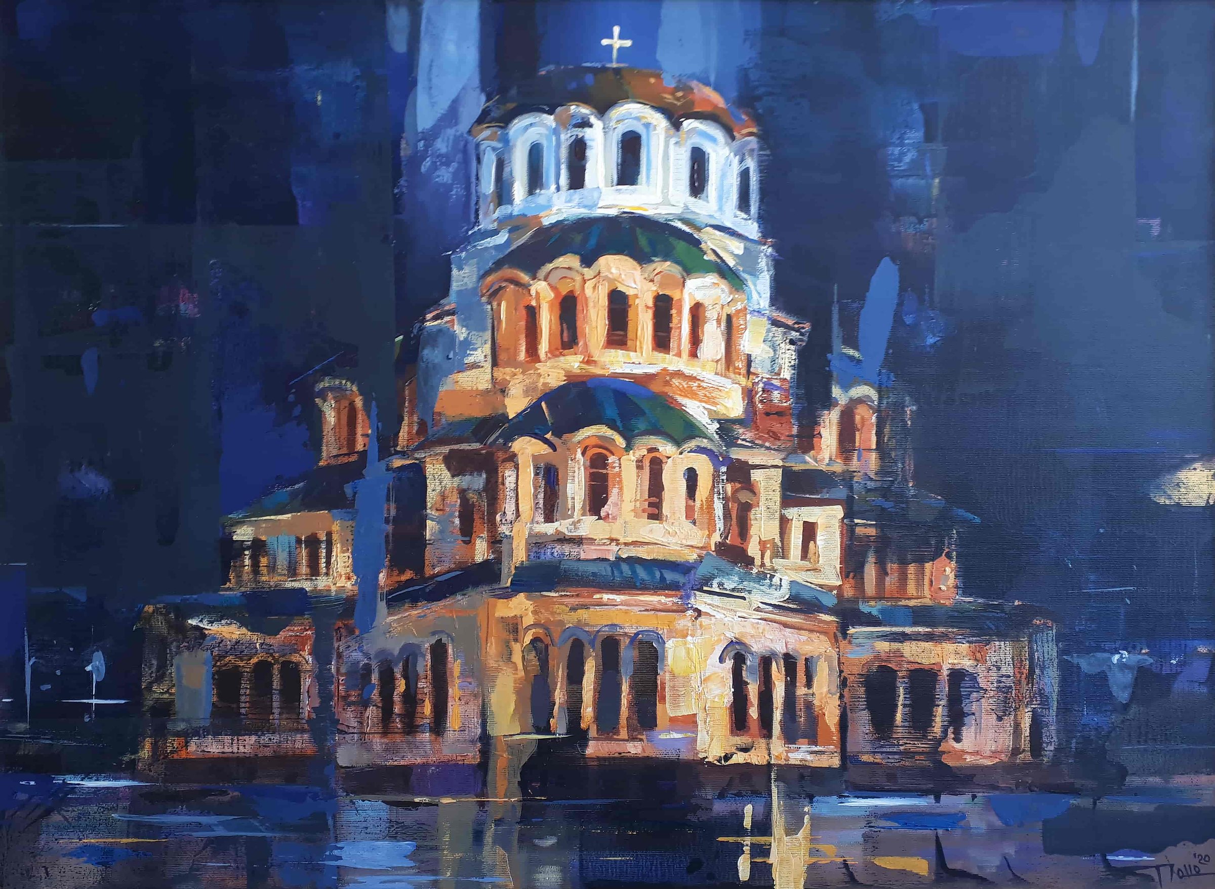 Нощна София, Елена Маркова: храм-паметникът „Св. Александър Невски“ нощем, в синьо и злато (демо)